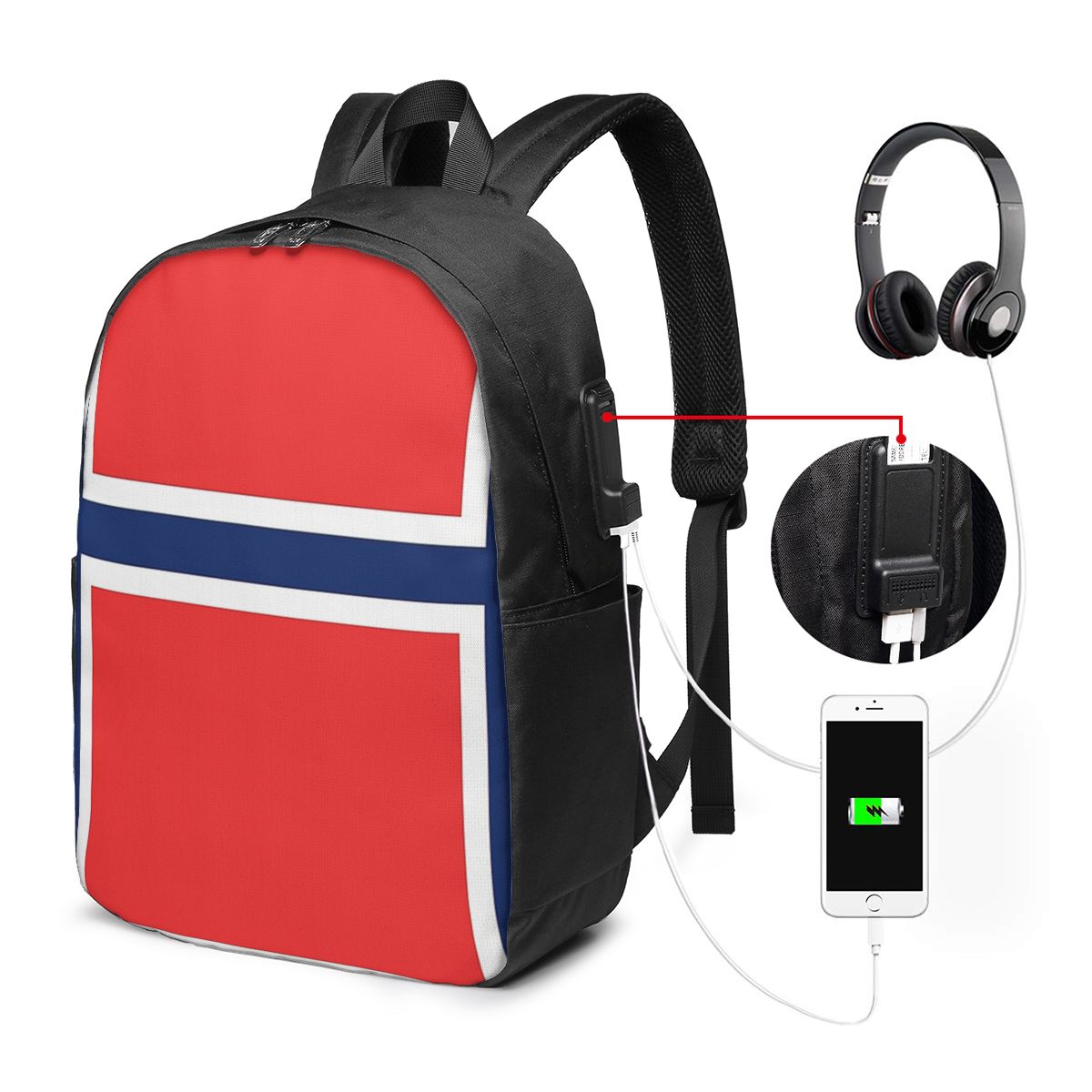 Laptop Bag - Norway Flag Backpack Travel Notebook Bag