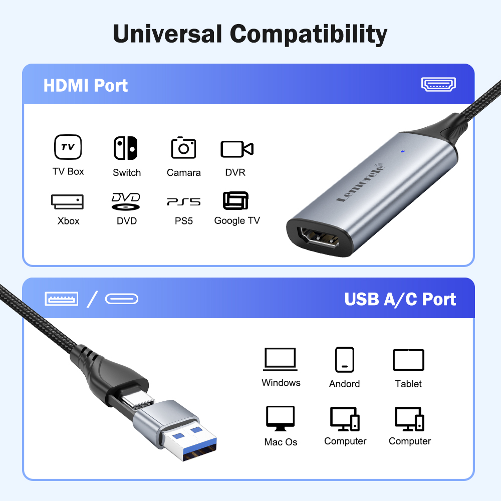 Lemorele USB 2.0 Video Capture - Hdmi Cable recension och pris